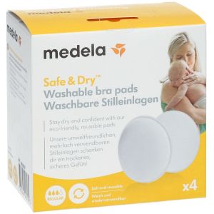 Medela Coussinets d'Allaitement Lavables Antimicrobiens Blanc x4