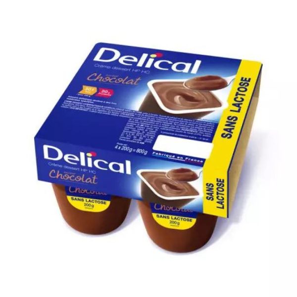 Delical Crème Sans Lactose HP HC Chocolat 200 g x4